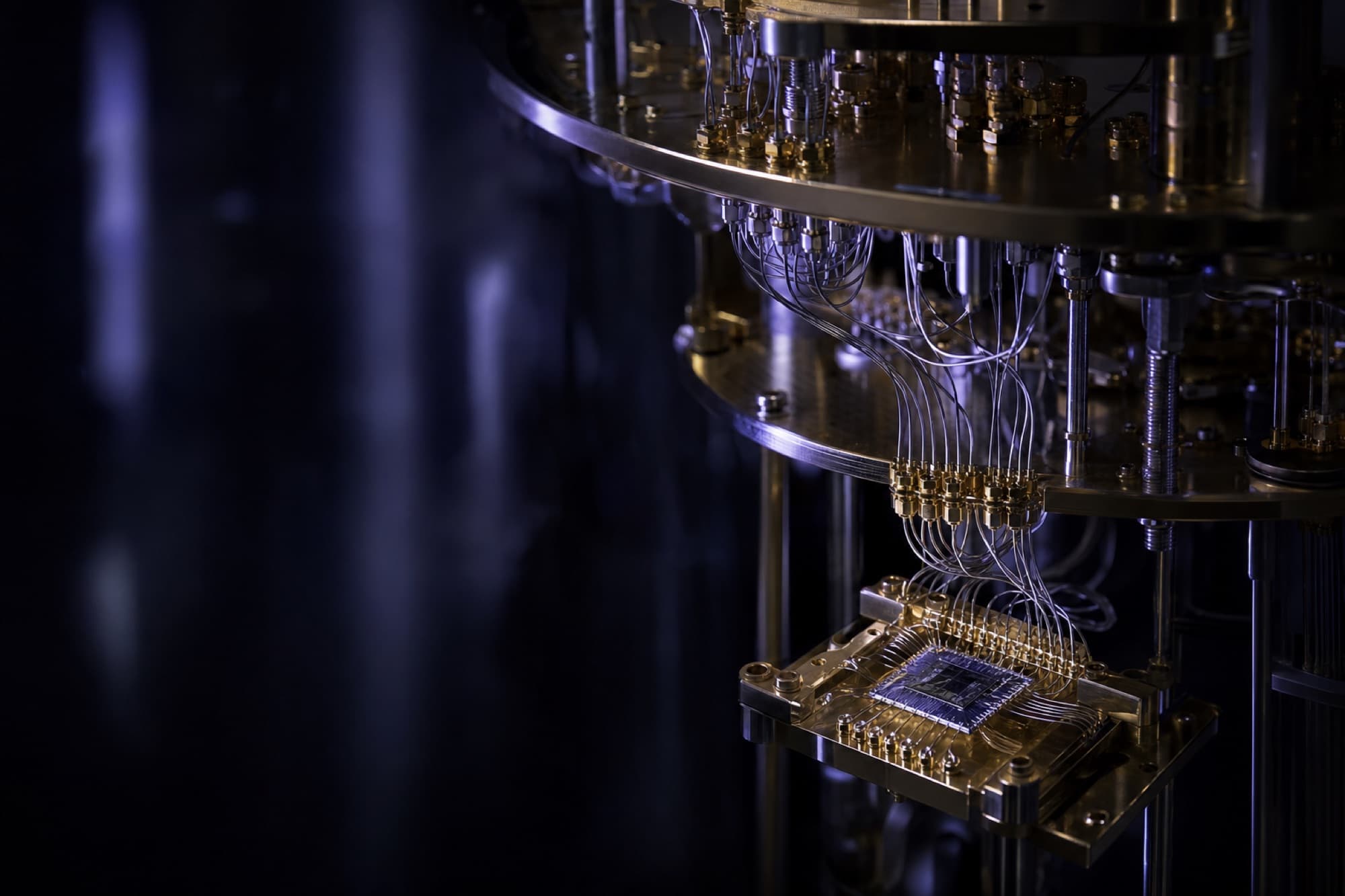 Superconducting chip inside a dilution refrigerator